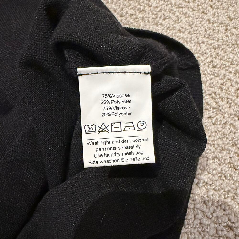 Kate Kasin Black White Contrast Collar Knit Polo Sweater Top Womens M - Picture 6 of 7